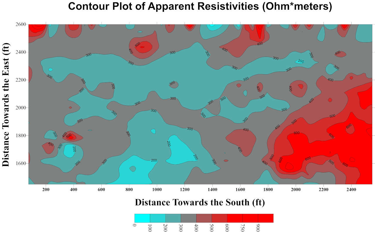 OhmMapper Apparent Resistivity Bedrock Map 75 Acres